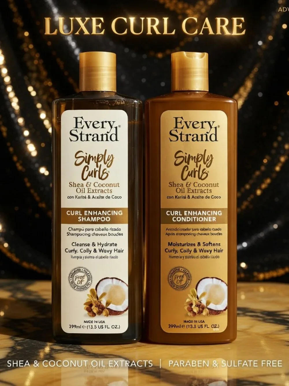 Every Strand Simply Curls Curl Enhancing Shampoo and Conditioner Set 13.5 oz New